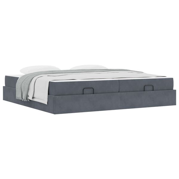 vidaXL Estructura de cama con colch&oacute;n 2 pcs Gris Tenue Terciopelo