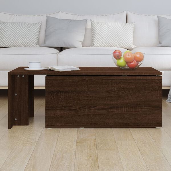 vidaXL Mesa de centro madera contrachapada marrón roble 150x50x35 cm
