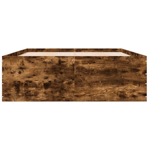 vidaXL Estructura de cama madera de ingenier&iacute;a roble ahumado 135x190cm
