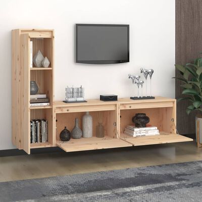 vidaXL Muebles para TV 3 piezas madera maciza de pino
