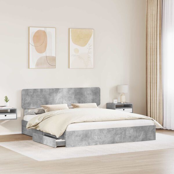vidaXL Cama con almacenamiento con cabecera Gris Concreto 180 x 200 cm