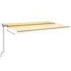vidaXL Toldo autom&aacute;tico LED sensor de viento amarillo blanco 500x350cm