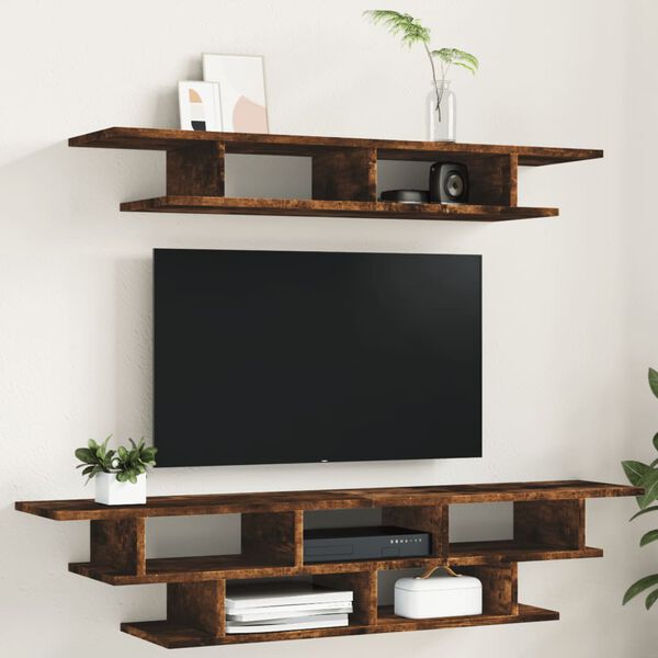vidaXL Muebles de TV de pared madera de ingenier&iacute;a marr&oacute;n roble