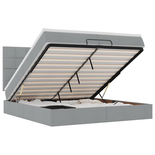 vidaXL Estructura de cama otomana colchones tela gris claro 200x200cm