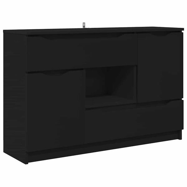 vidaXL Vitrina con caj&oacute;n Negro 100 x 30 x 65,6 Madera contrachapada