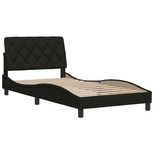 vidaXL Estructura de cama sin colch&oacute;n tela negro 100x200 cm