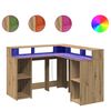vidaXL Escritorio con luz LED madera ingenier&iacute;a artisian 130x130x91 cm