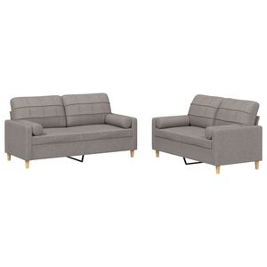 vidaXL Juego de sof&aacute;s con cojines 2 piezas tela gris taupe