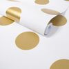 Kids at Home Papel de pared Dotty Gold blanco y dorado 100105