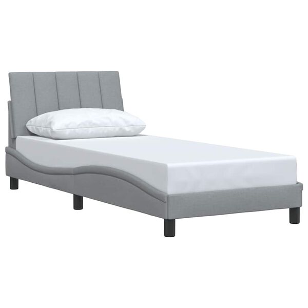vidaXL Estructura de cama sin colch&oacute;n Hanko tela gris claro 90x190 cm