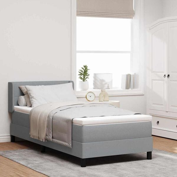 vidaXL Cama tipo Box Spring Gris Claro 200 x 90 cm Poli&eacute;ster