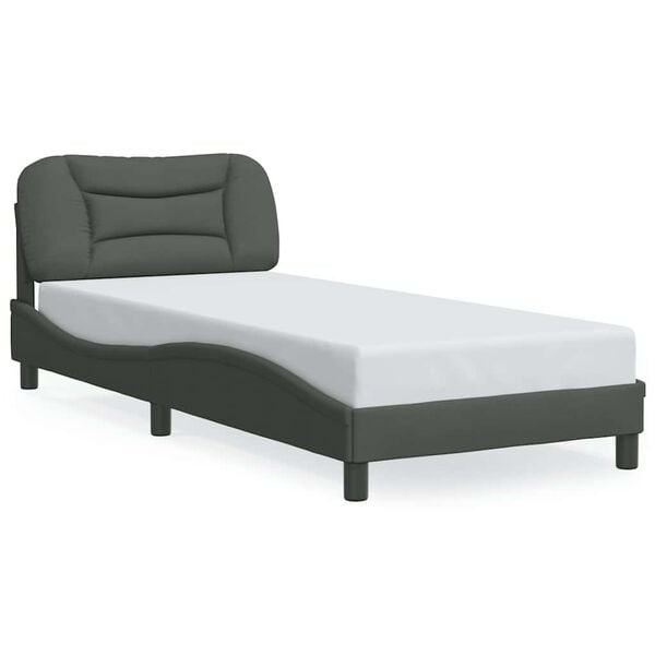 vidaXL Estructura de cama sin colch&oacute;n Hvar tela gris oscuro 90x190 cm