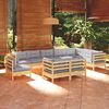 vidaXL Juego de muebles de jard&iacute;n 10 pzas y cojines madera maciza pino
