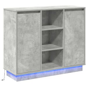 vidaXL Aparador LED Gris Concreto 90 x 32 x 75 cm Madera de ingenier&iacute;a