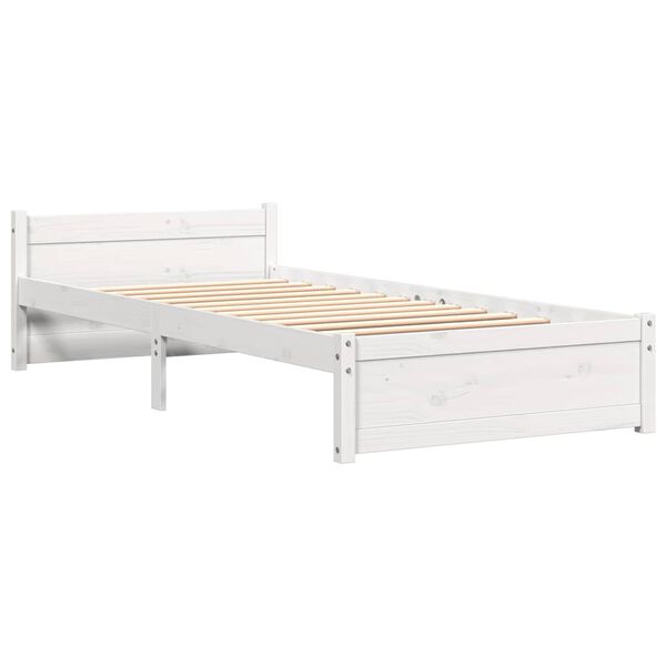 vidaXL Estructura de cama sin colch&oacute;n madera maciza blanco 75x190 cm