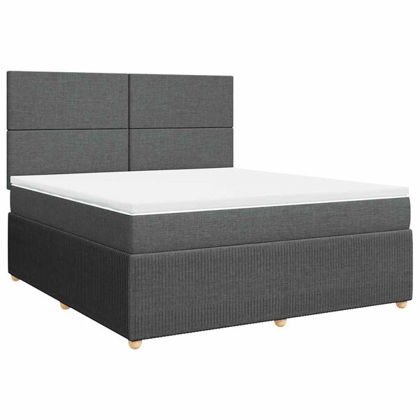vidaXL Cama box spring con colch&oacute;n tela gris oscuro 180x200 cm