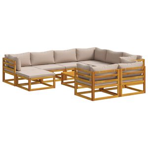 vidaXL Juego de Sof&aacute; 10 uds. Natural Madera de Acacia S&oacute;lida