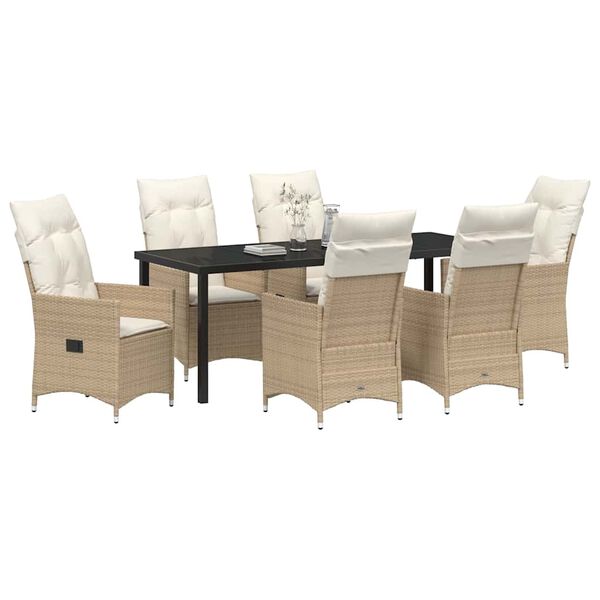vidaXL Conjunto de Comedor de Jard&iacute;n 7 pcs Beige rat&aacute;n sint&eacute;tico