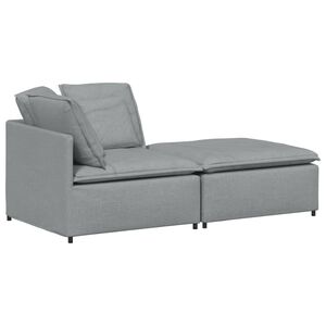 vidaXL Sof&aacute; modular con reposapi&eacute;s y cojines, tejido gris claro