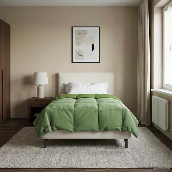 vidaXL Edred&oacute;n de Verano Acolchado Verde 155 x 200 cm Microfibra