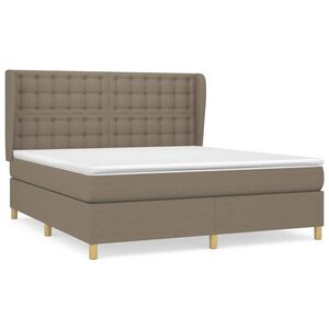 vidaXL Cama box spring con colch&oacute;n tela gris taupe 160x200 cm