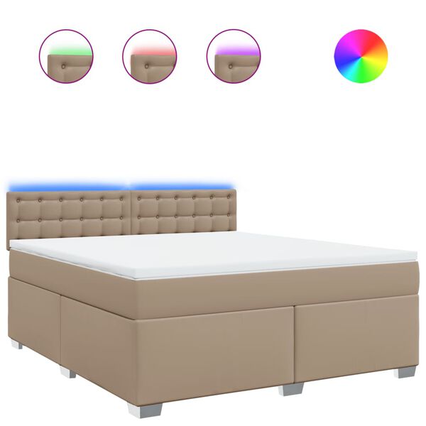 vidaXL Cama box spring con colch&oacute;n cuero sint&eacute;tico capuchino 180x200cm