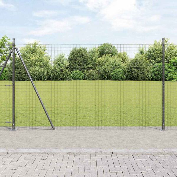 vidaXL Valla con Poste Gris 1,5 x 10 m Acero y PVC