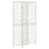 vidaXL Biombo separador de 3 paneles madera maciza Paulownia blanco