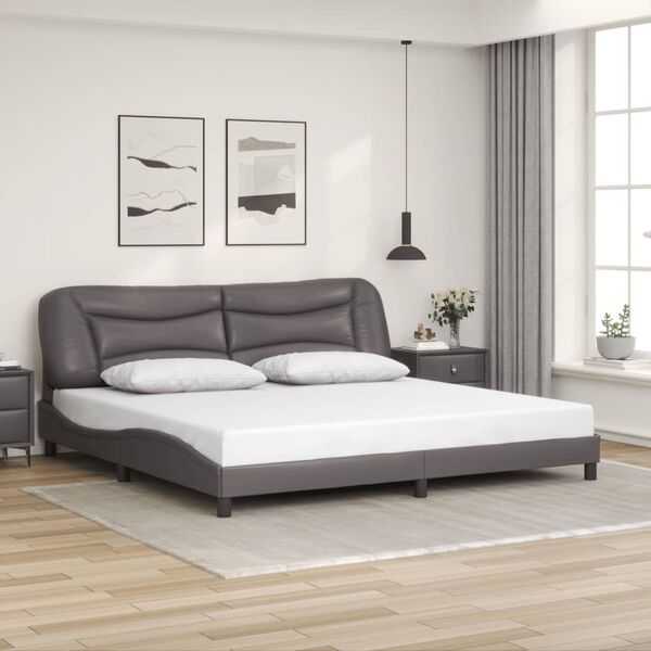 vidaXL Estructura de cama con LED sin colch&oacute;n Hvar gris 200x200 cm