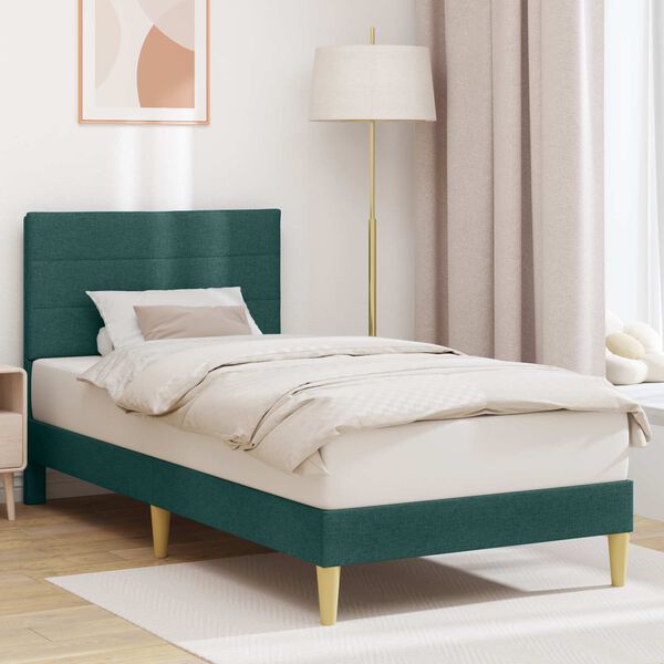 vidaXL Estructura de cama con cabecera Verde oscuro 80 x 200 cm tela