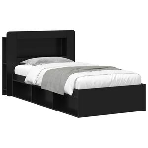 vidaXL Estructura de cama con almacenamiento Negro 90 x 190 cm