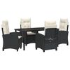 vidaXL Conjunto de Comedor de Jard&iacute;n 5 uds. Negro rat&aacute;n sint&eacute;tico