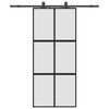 vidaXL Puerta corredera con herrajes negro 90x205 cm vidrio templado