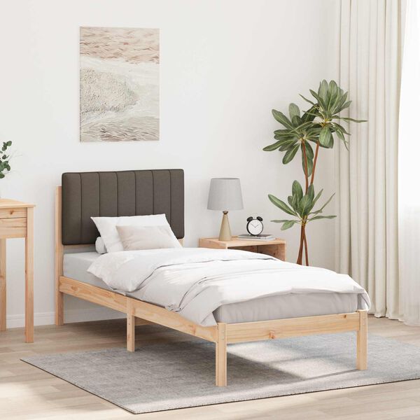 vidaXL Estructura de Cama con Cabecera Tapizada Taup&eacute; 75 x 190 cm