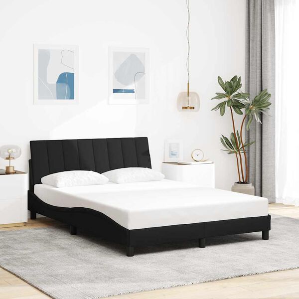 vidaXL Estructura de cama sin colch&oacute;n Hanko tela negro 140x200 cm