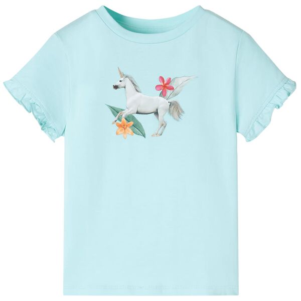 Camiseta infantil de manga corta verde agua 116