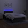 vidaXL Cama box spring con colch&oacute;n y luces LED tela negro 120x190 cm