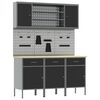 vidaXL Armario de trabajo 7 pcs Negro Madera Ingenierizada y Acero