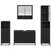 vidaXL Juego de muebles de ba&ntilde;o 4 pcs Roble Negro Madera contrachapada