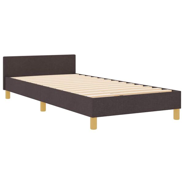 vidaXL Estructura de cama con cabecera Marr&oacute;n oscuro 80 x 200 cm tela