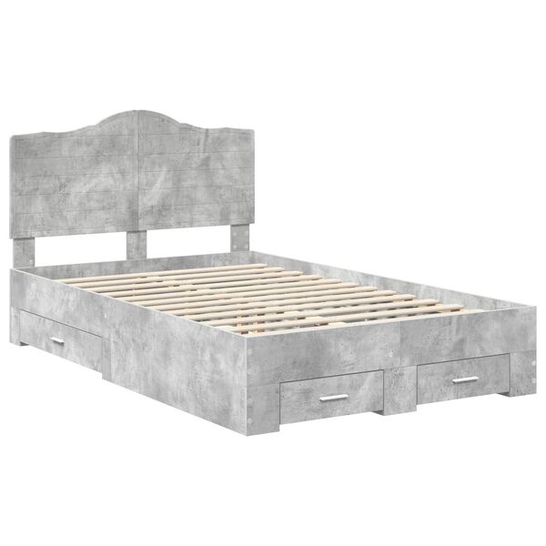 vidaXL Estructura de cama con cabecera Gris Concreto 120 x 190 cm