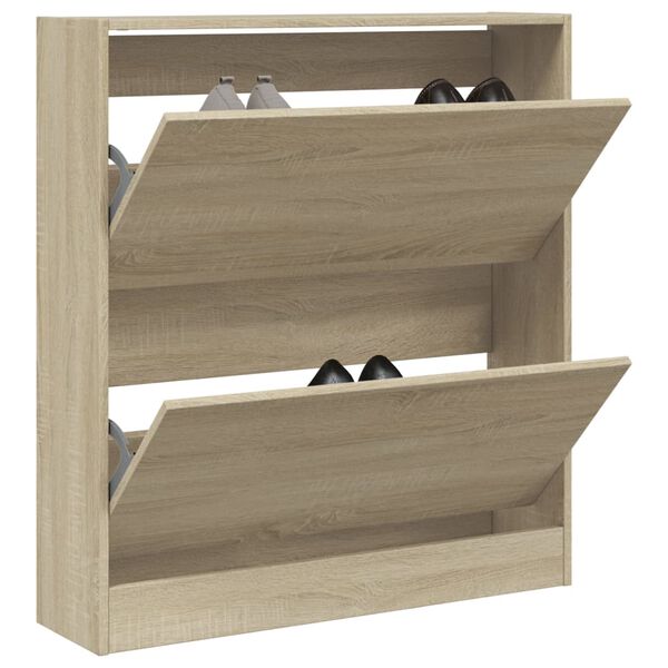 vidaXL Zapatero de madera de ingeniería roble Sonoma 80x21x87,5 cm