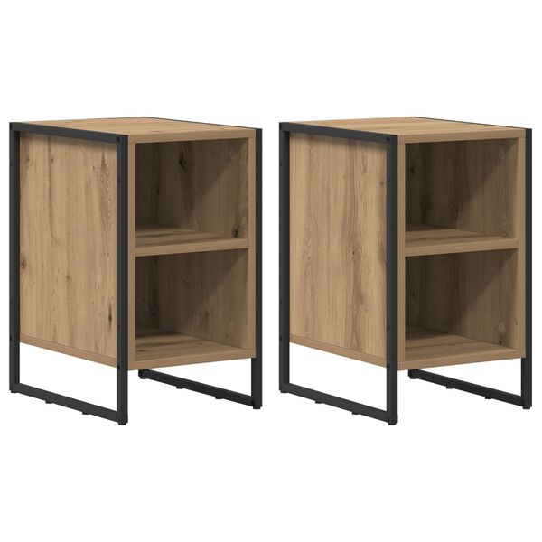 vidaXL Mesa de Noche 2 pcs Roble Artesanal 39.5 x 30 x 50 cm