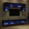 vidaXL Unidades de TV de Pared con LED 6 pcs Roble Negro