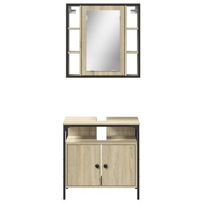 vidaXL Set de muebles de baño 2 pzas madera contrachapada roble Sonoma