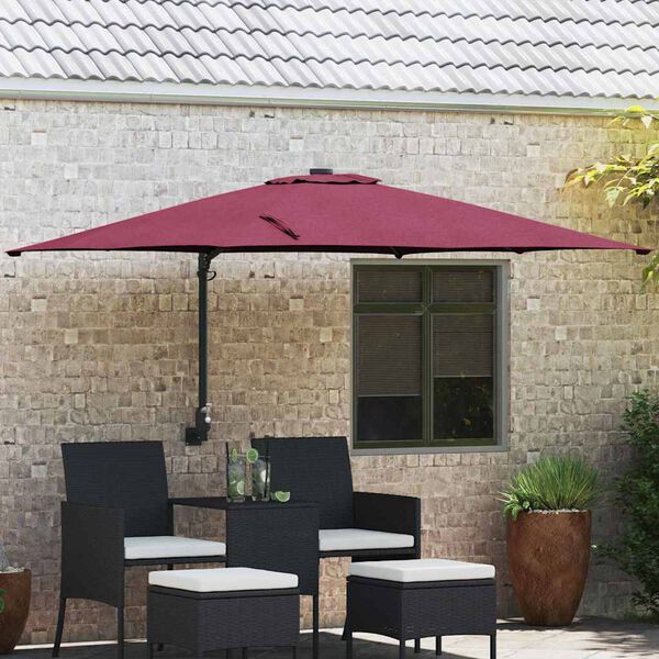 vidaXL Parasol de jardín Rojo y Negro 248.5 x 247.5 x 160 cm