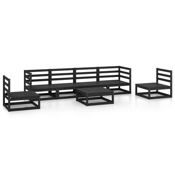 vidaXL Juego de muebles de jard&iacute;n 7 piezas negro madera maciza de pino