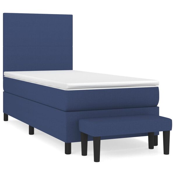 vidaXL Cama box spring con colch&oacute;n tela azul 90x200 cm