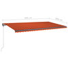 vidaXL Toldo manual retr&aacute;ctil con luz LED naranja y marr&oacute;n 600x350 cm