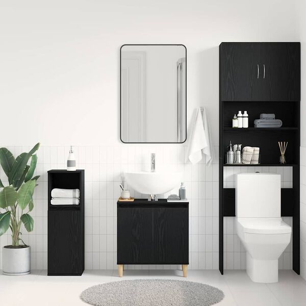 vidaXL Gabinete de Lavabo para Ba&ntilde;o Roble Negro 58 x 33 x 60 cm